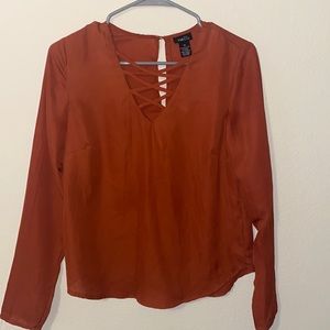 Red fox color blouse. Long sleeve. XS size